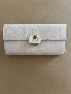 Vintage Eclipse Continental GG Canvas and Leather Wallet - Pink and Cream